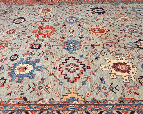 9x12 Gray Aryana Afghan Hand Knotted Veg Dye Wool Area Rug